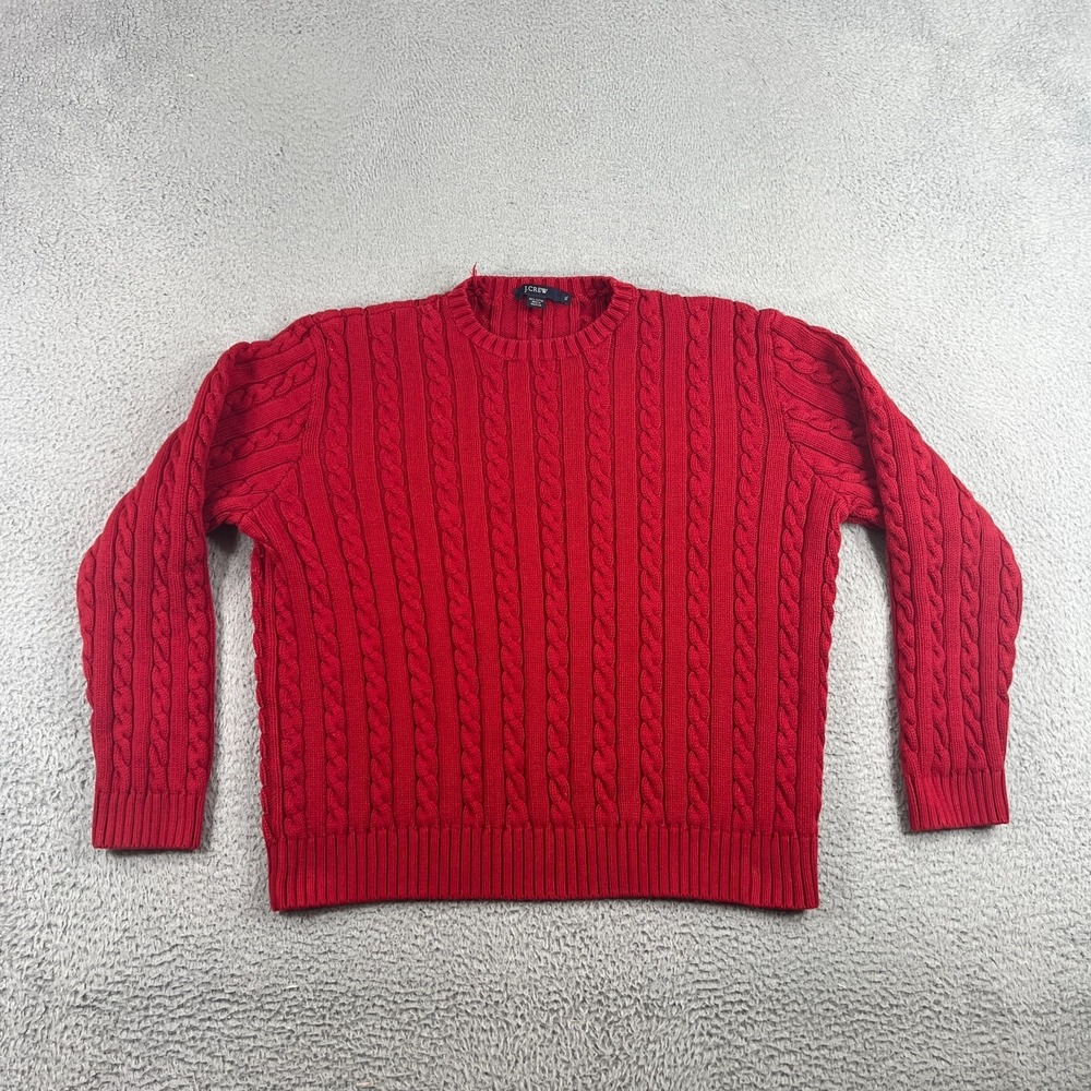 J Crew Fisherman Sweater XL Crew Neck Womens Preppy Red